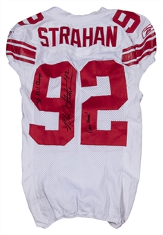 2007 Michael Strahan Game Used and Signed New York Giants Road Jersey - Super Bowl & Final Season! (Strahan LOA)
